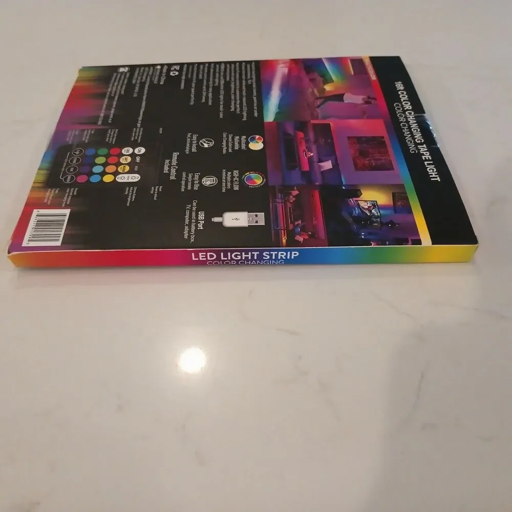 16 Ft Color Changing Tape LED Light With Remote Control USB RGB + IC Flow